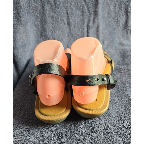 Skechers Cali Luxe Foam Black Leather Thong Strappy Slip On Sandals Womans Sz 8 - Picture 3 of 5